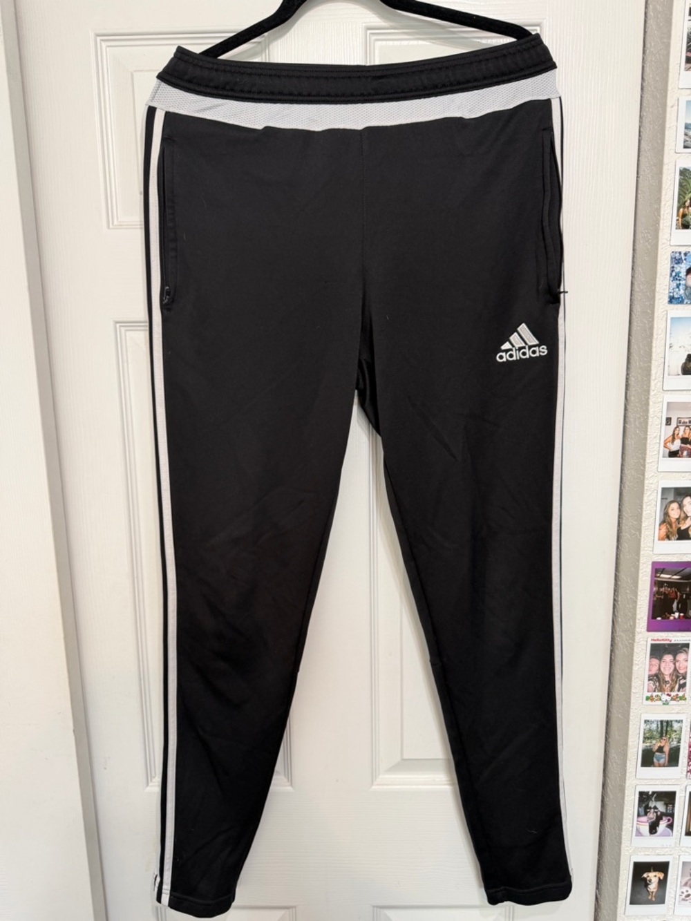 adidas Black Jogger Sweatpants with White Stripe Accents